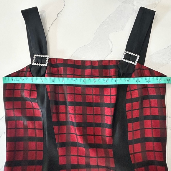 Vintage 50s Bespoke Red & Black Checked Taffeta Full Skirt Party Dress. - Picture 15 of 16